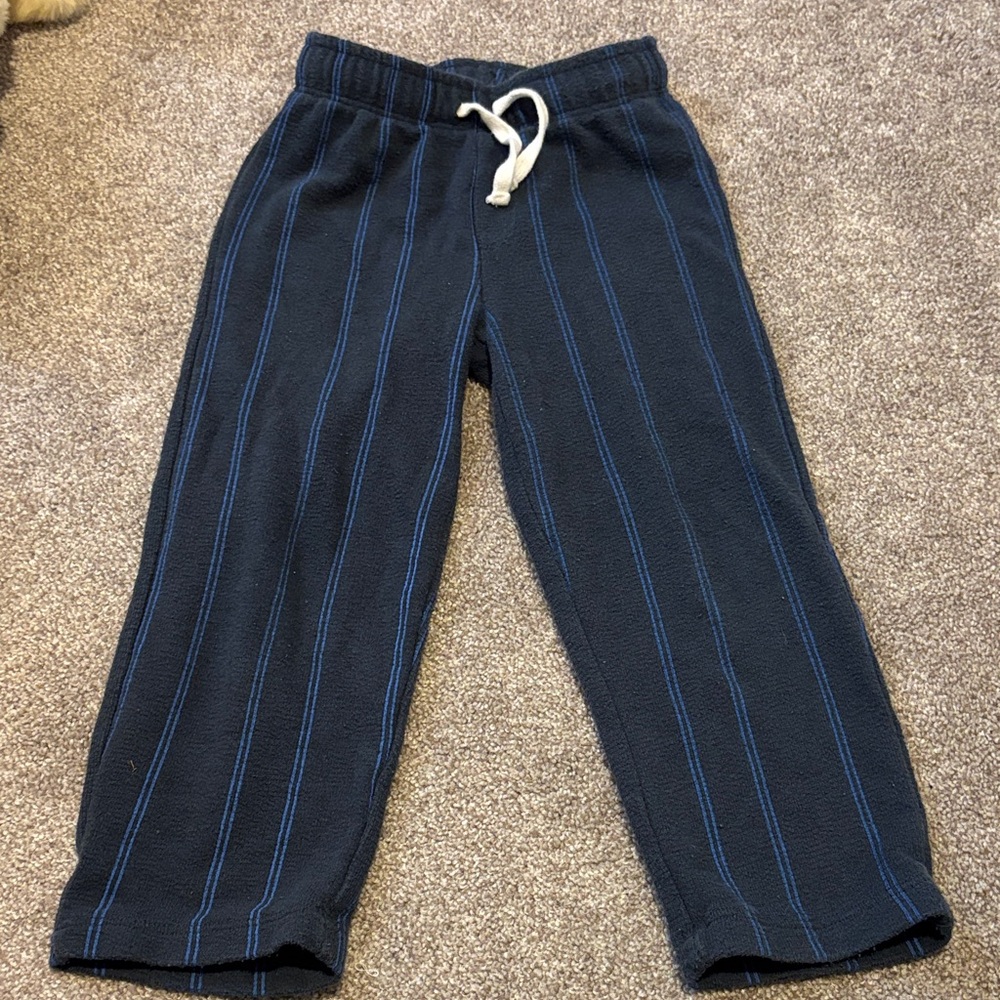Kids Navy Blue Striped Sweatpants